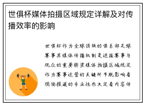 世俱杯媒体拍摄区域规定详解及对传播效率的影响